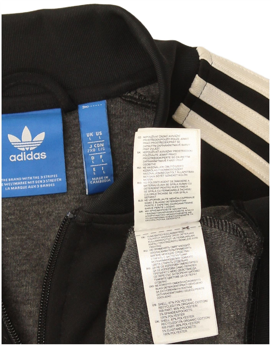 Adidas - Chaqueta de chándal para hombre, talla grande, poliéster negro