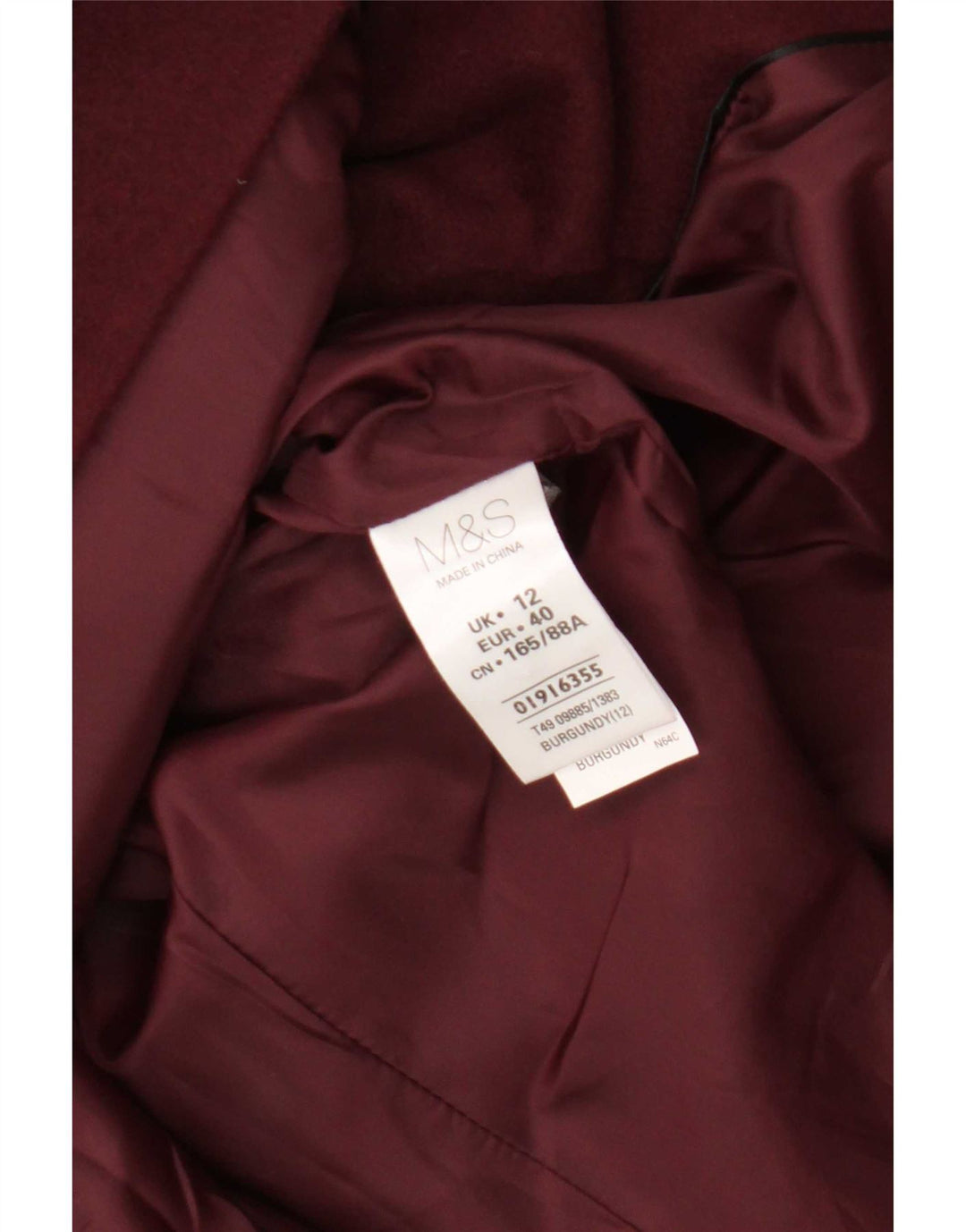 Marks & Spencer Abrigo para mujer UK 42 Poliéster burdeos medio