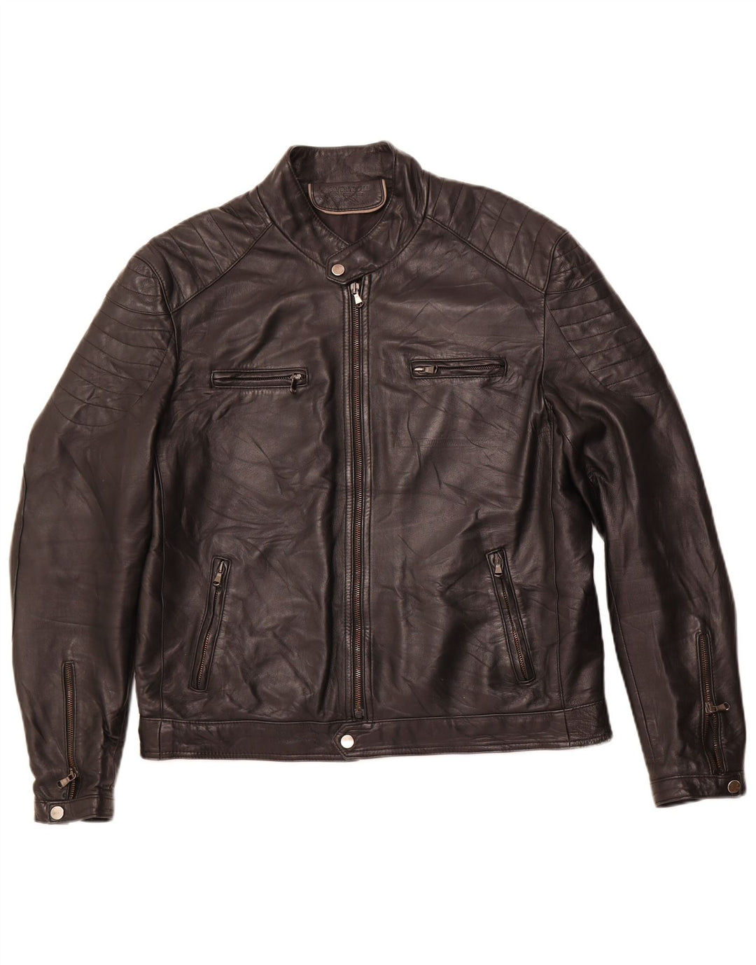 VINTAGE Chaqueta de cuero para hombre IT 54 2XL Cuero negro