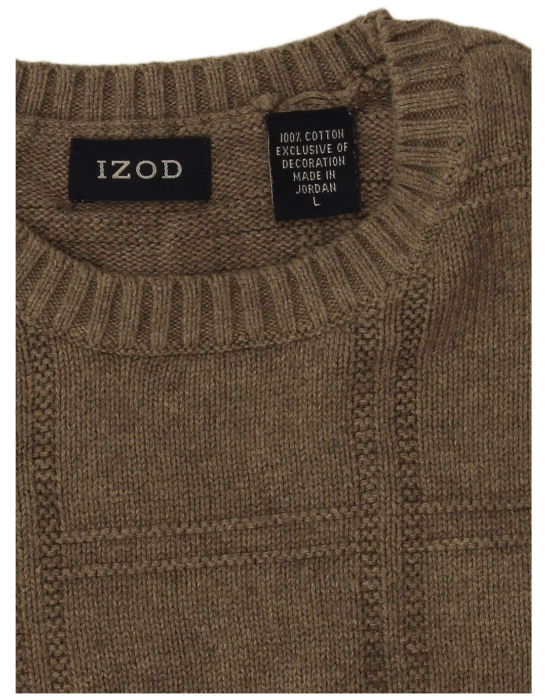 Izod Jersey de cuello redondo para hombre, talla grande, algodón beige