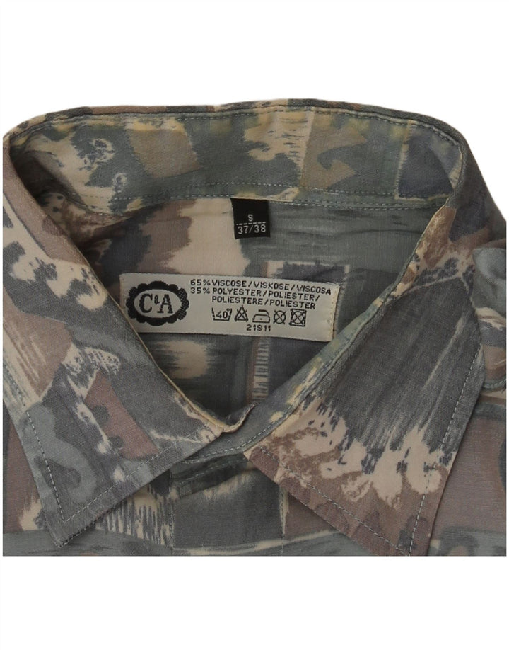 Camisa C & A para hombre con estampado abstracto, talla 37/38, talla pequeña, viscosa multicolor