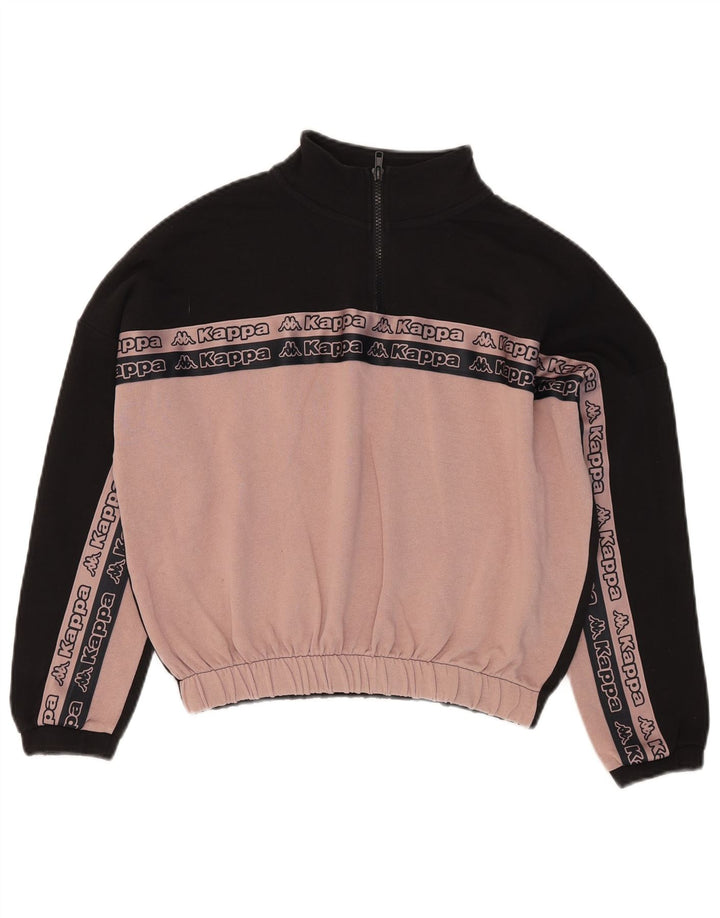 Kappa Sudadera con gráfico extragrande para mujer, talla 10, color negro