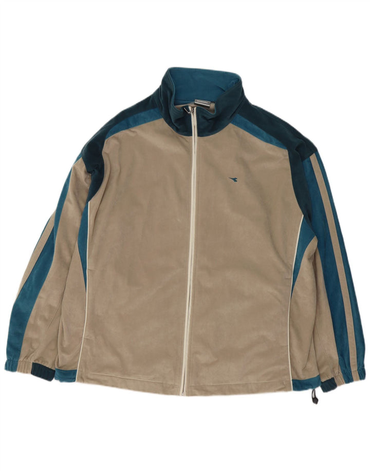 Diadora Chaqueta De Chándal De Terciopelo Para Hombre 3XL Poliéster Color Block Beige