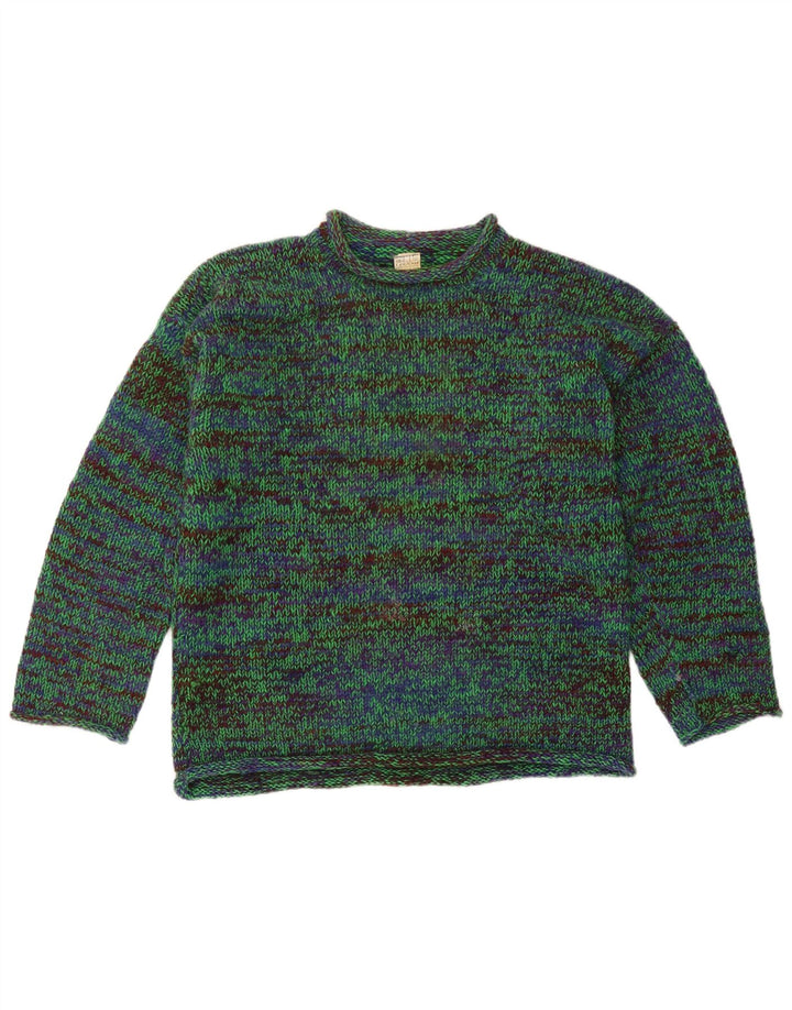 Jersey de cuello redondo para hombre Legend de algodón moteado verde medio