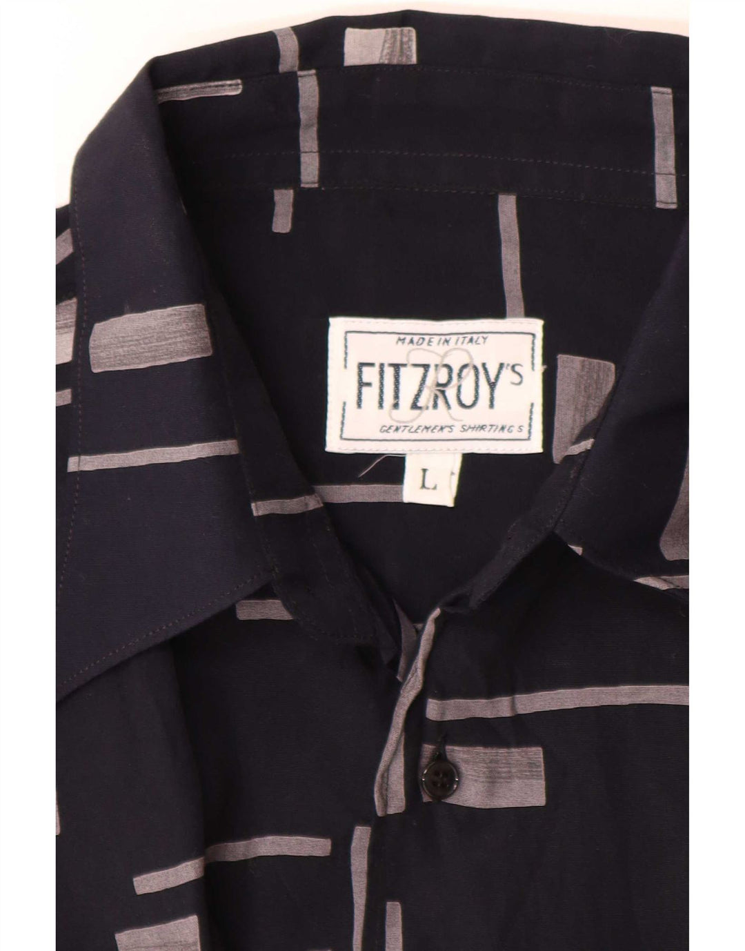 Fitzroy Hombre Camisa De Manga Corta Grande Azul Marino Geométrico