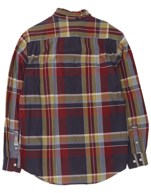 Tommy Hilfiger Camisa de corte clásico para hombre de algodón a cuadros azul marino grande