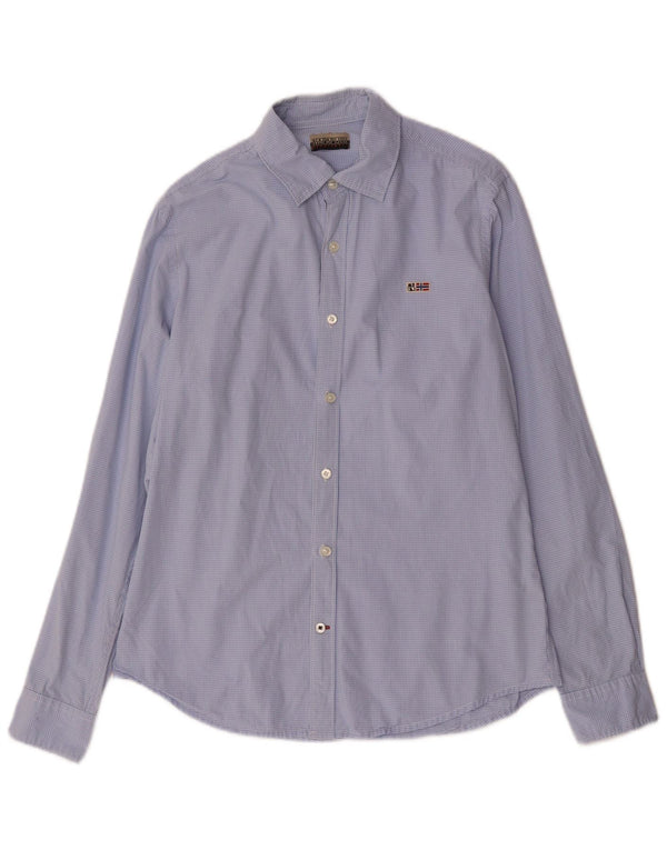 Napapijri Camisa Geographic De Algodón A Cuadros Azul Medio Hombre