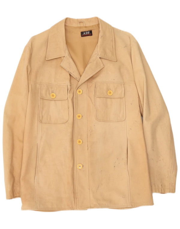 Chaqueta de cuero vintage para hombre IT 52 XL Beige