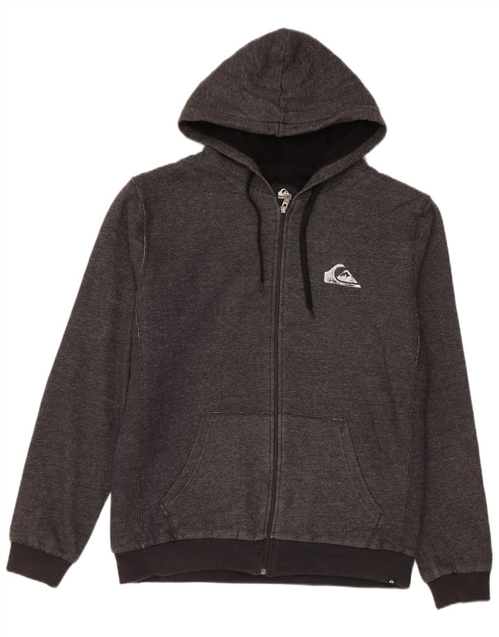 Quiksilver Sudadera con capucha y cremallera para hombre de algodón gris medio