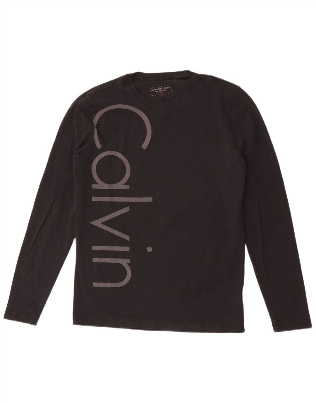 Calvin Klein Jeans Mens Graphic Top Manga Larga Pequeño Negro