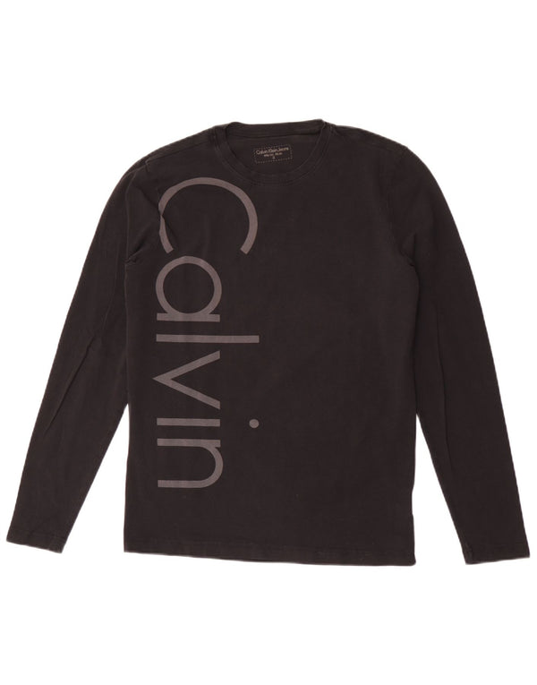 Calvin Klein Jeans Mens Graphic Top Manga Larga Pequeño Negro