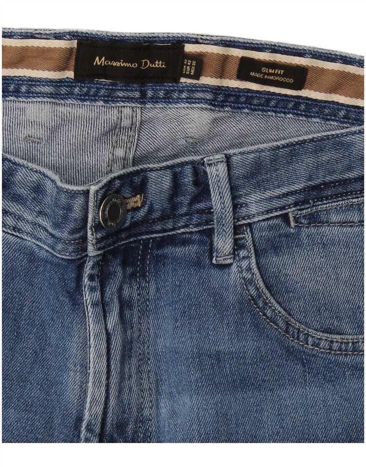 Massimo Dutti Vaqueros Slim Hombre EU 42 Large W32 L30 Azul
