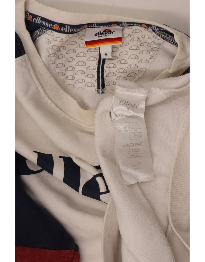 Ellesse Hombre Sudadera Gráfica Jumper Small Blanco Colorblock Algodón