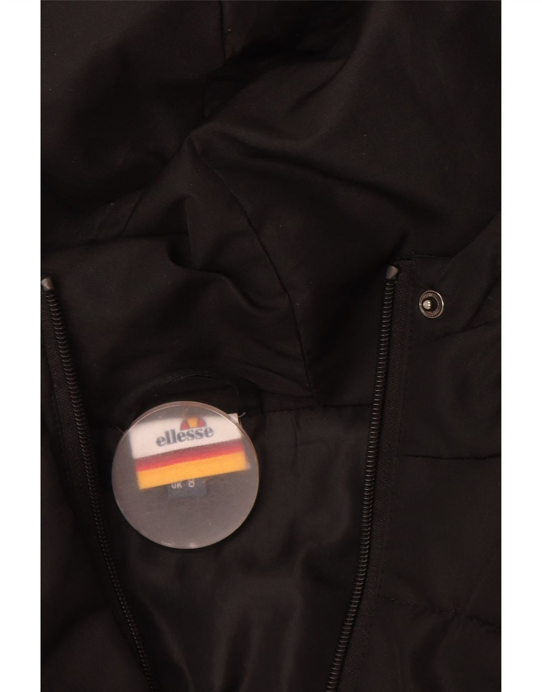 Ellesse Chaqueta acolchada extragrande con capucha para mujer UK 8 Small Poliéster negro