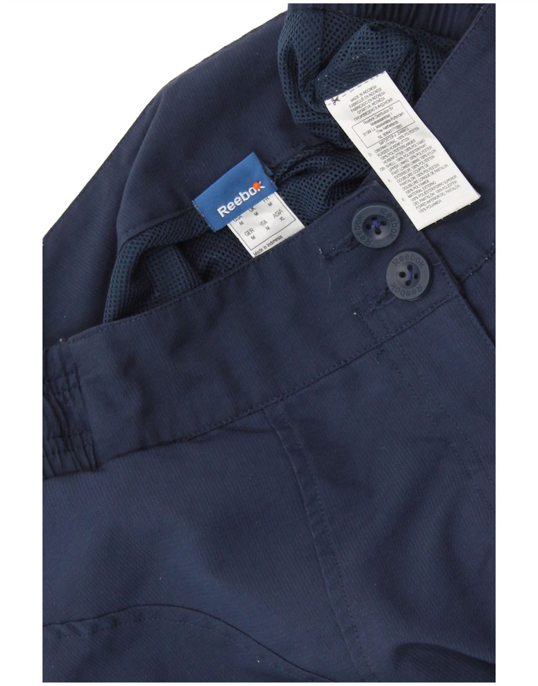 REEBOK Pantalones casuales rectos para hombre mediano W32 L28 azul marino poliéster