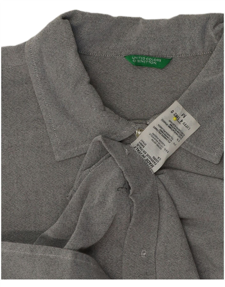 Benetton Camisa De Manga Corta Mujer ES 44 Algodón Gris Medio