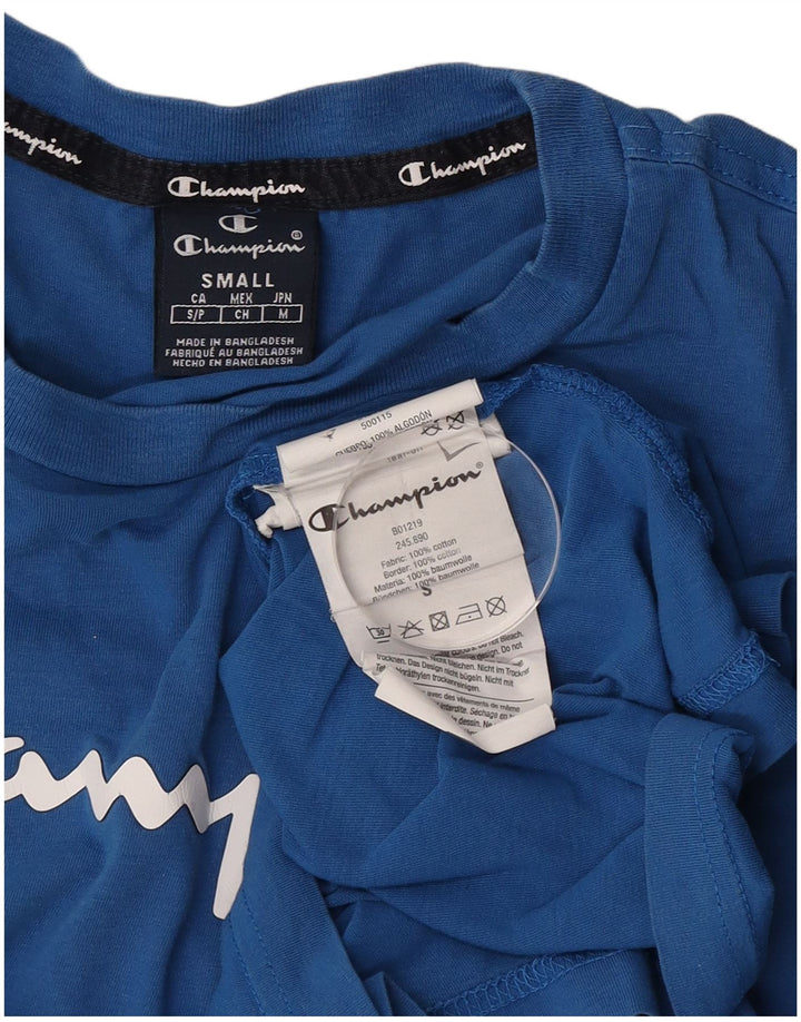 Champion Camiseta gráfica para hombre Top Small Blue Cotton