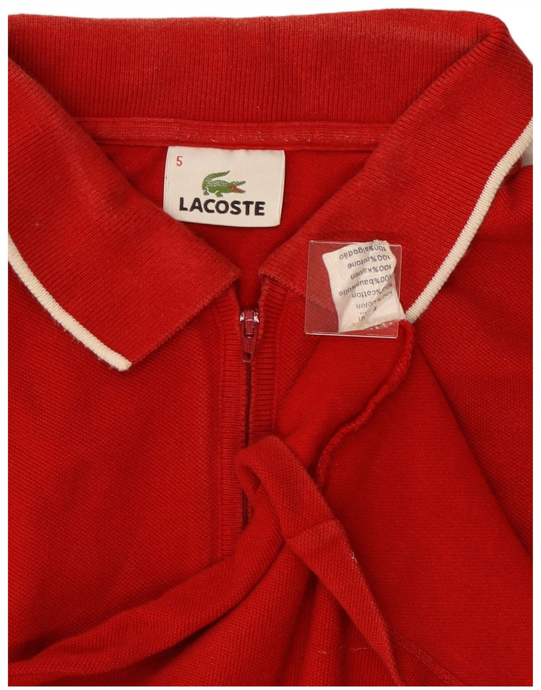 LACOSTE Polo para hombre talla 5 grande algodón rojo