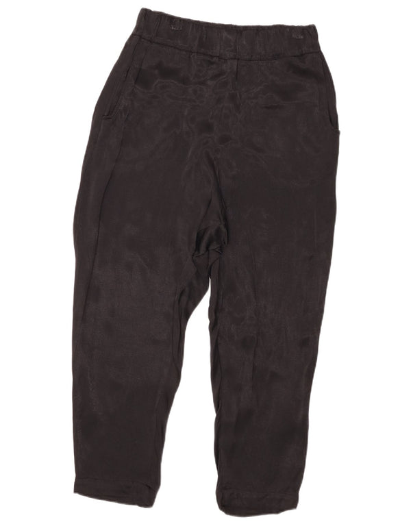 Zara Mujer Pantalón Cropped De Talle Alto XS W24 L23 Viscosa Negro