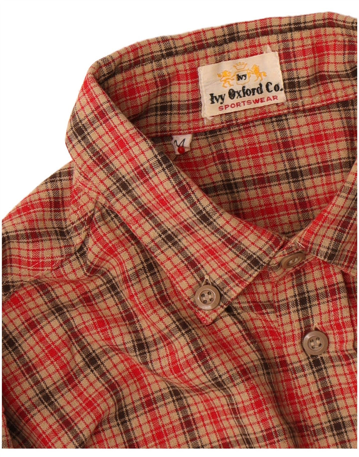 Camisa de franela para hombre Ivy Oxford con cuadros rojos medianos