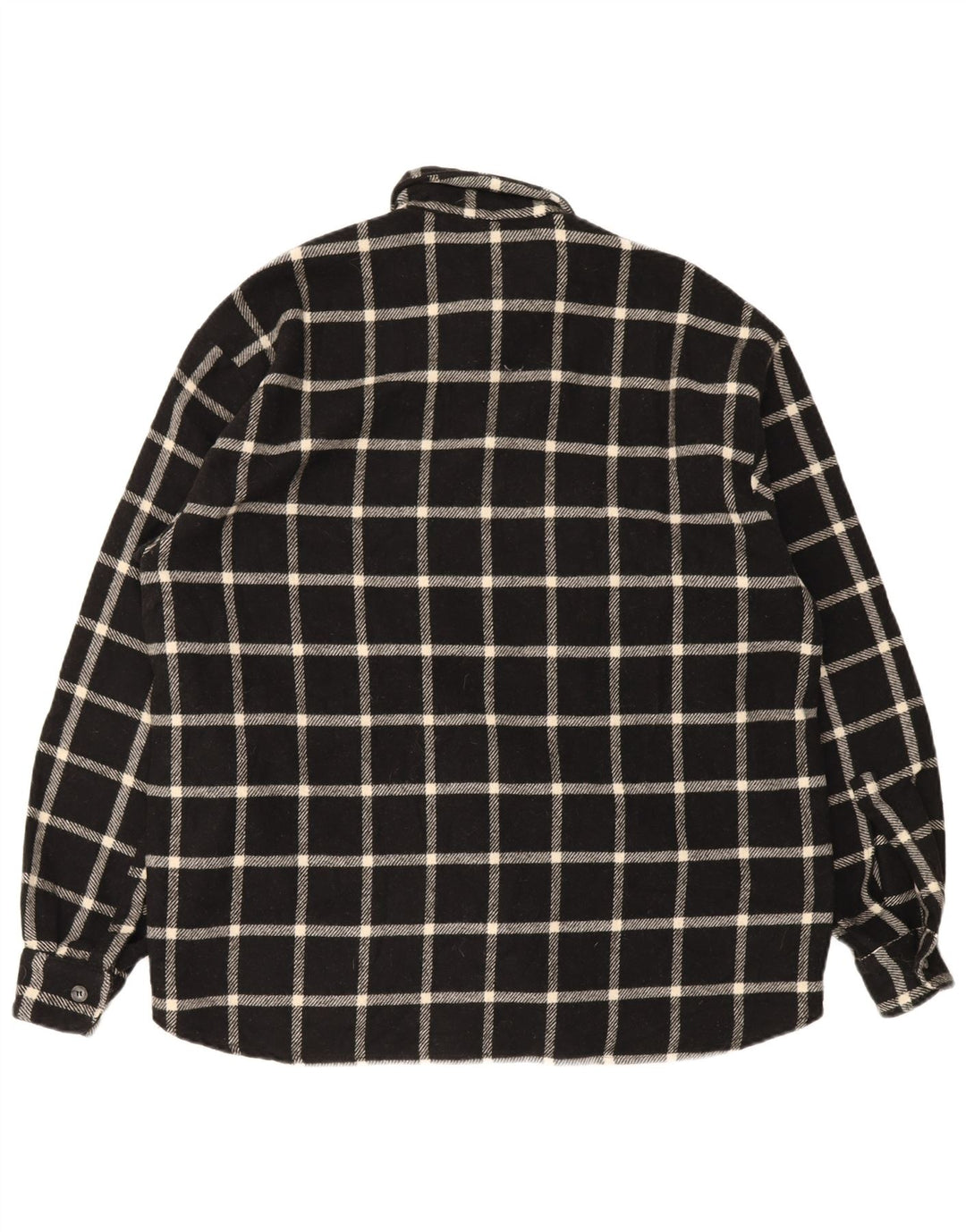 Camisa de franela vintage para hombre con cuadros negros grandes