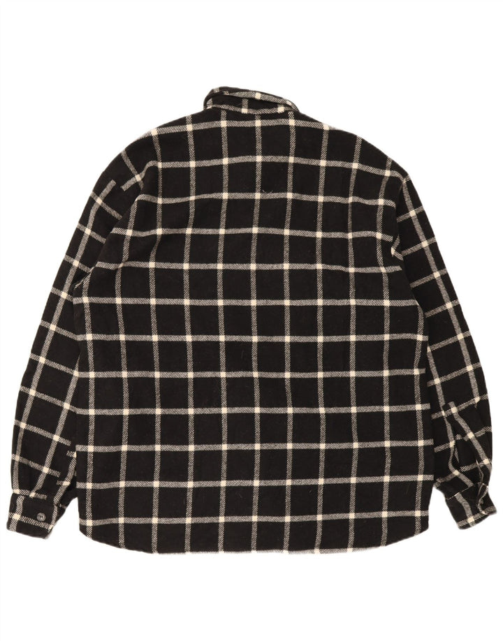 Camisa de franela vintage para hombre con cuadros negros grandes