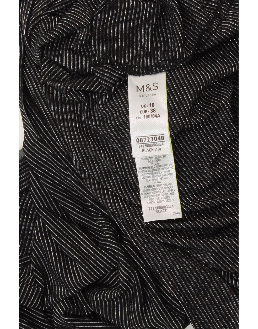 Marks & Spencer Camiseta extragrande para mujer UK 10 Small Black Stripes