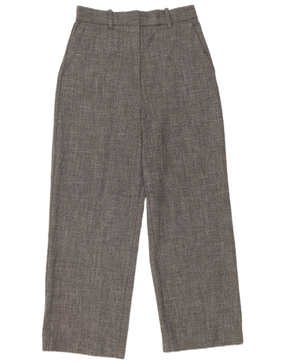 Zara Mujer Pantalón Casual Talle Alto Pierna Ancha Poliéster Gris Medio