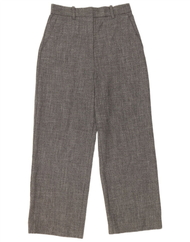 Zara Mujer Pantalón Casual Talle Alto Pierna Ancha Poliéster Gris Medio