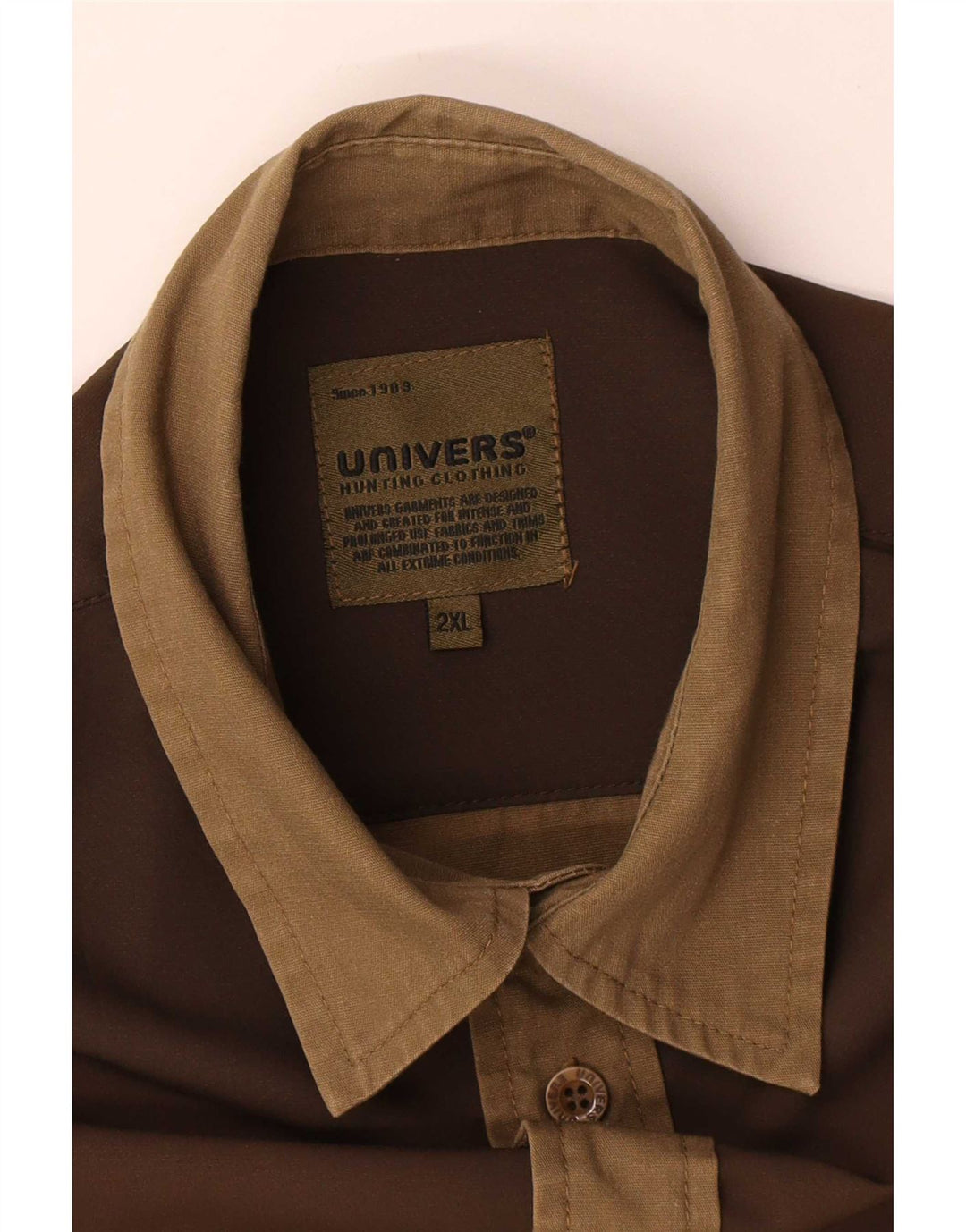 Univers Camisa para hombre 2XL Marrón Colorblock Poliéster
