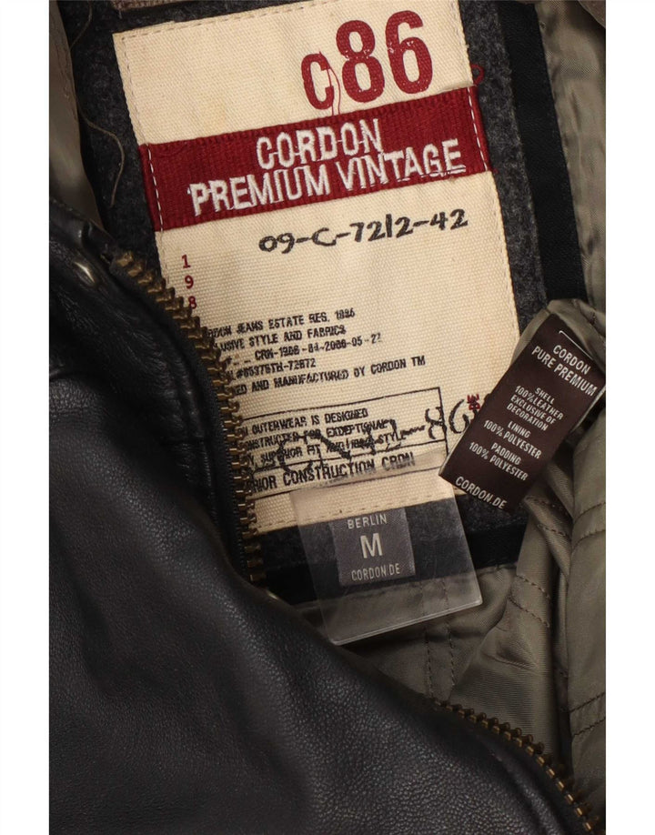Cordon Chaqueta de cuero gráfica para hombre UK 38 Medium Black