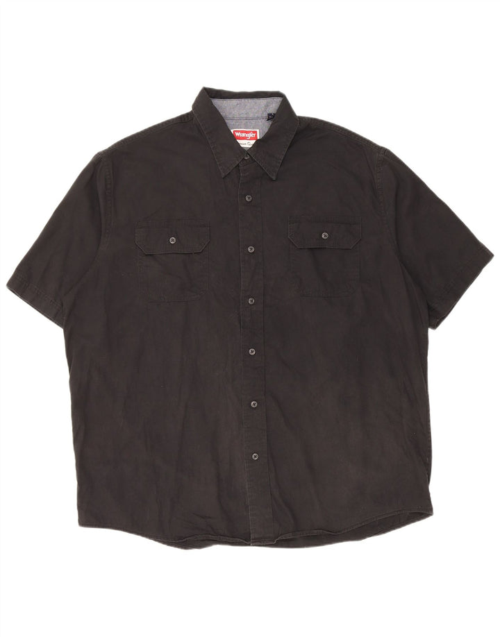 Wrangler Camisa De Manga Corta Para Hombre Grande Algodón Negro