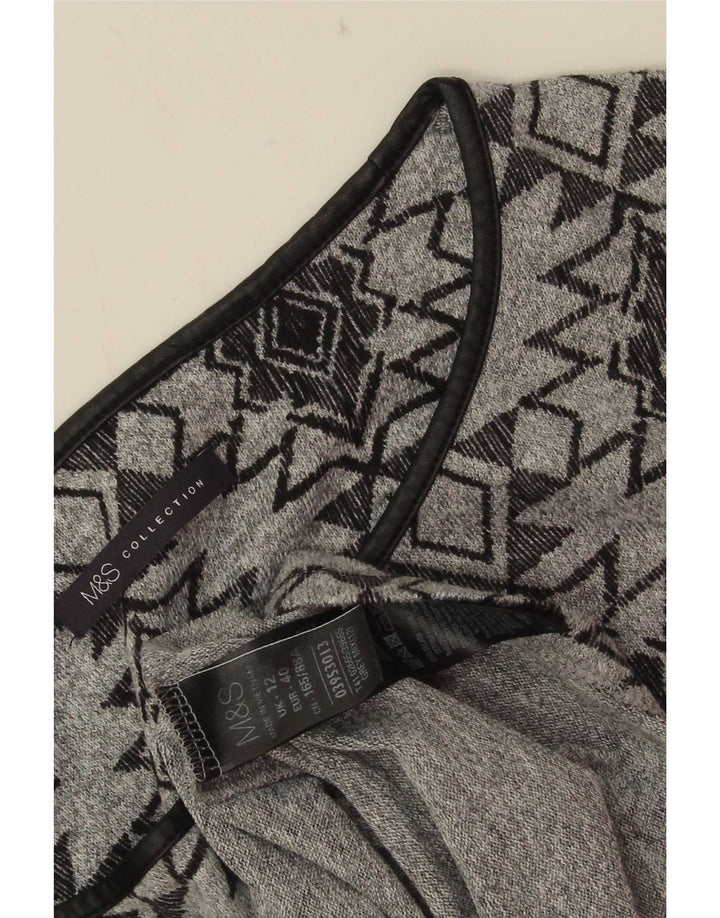 Marks & Spencer Vestido túnica de manga 3/4 para mujer UK 42 Gris medio Geométrico