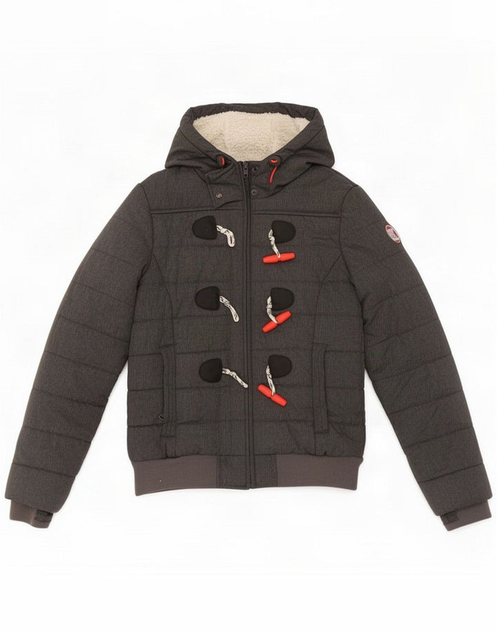 Chaqueta acolchada con capucha Superdry para mujer ES 40 Pequeña poliéster gris