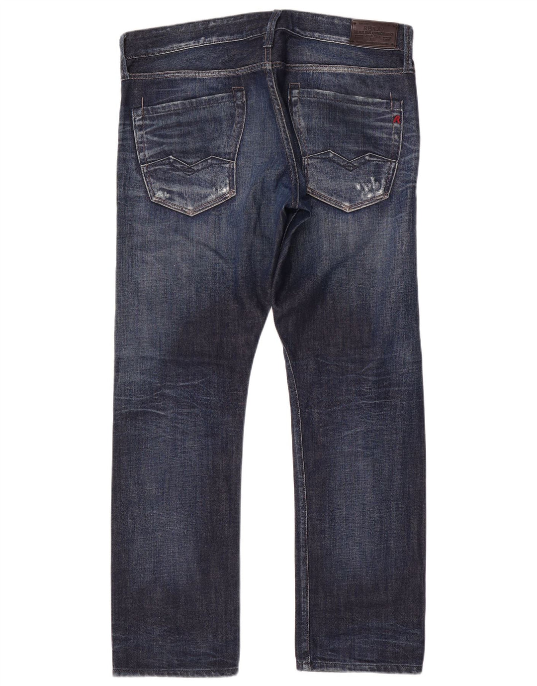 Replay Vaqueros rectos desgastados para hombre W34 L31 Algodón azul
