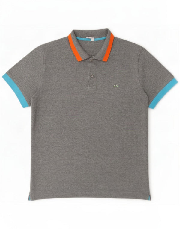 Sun68 Polo para hombre de algodón gris medio