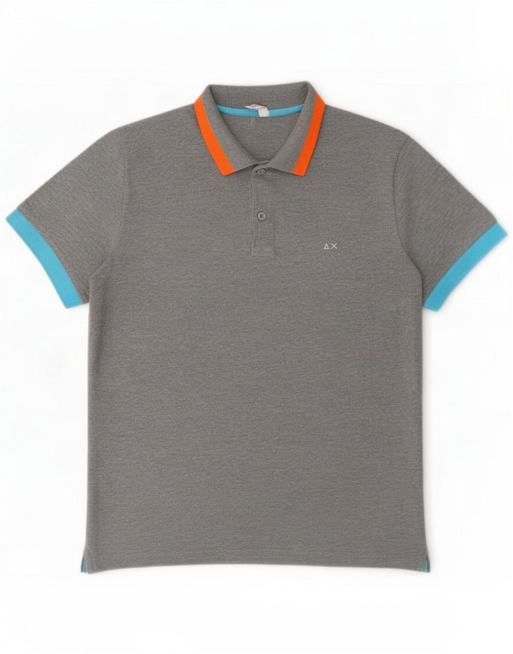 Sun68 Polo para hombre de algodón gris medio
