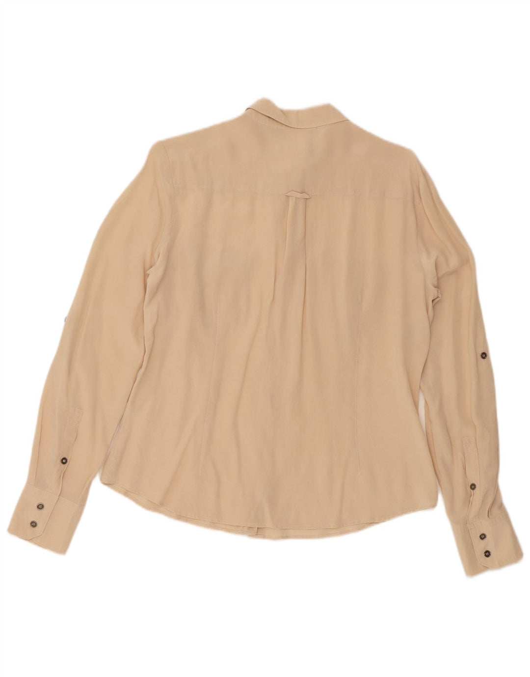Max Mara Mujer Camisa Militar De Manga Larga Grande Seda Beige