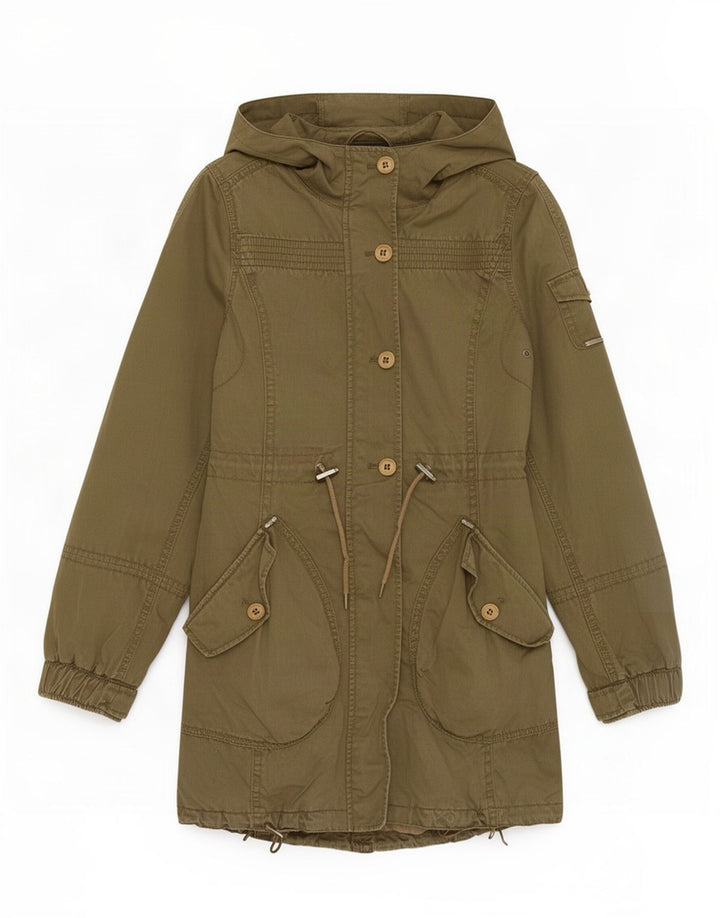 Esprit Parka con capucha para mujer UK 8 Small Algodón caqui