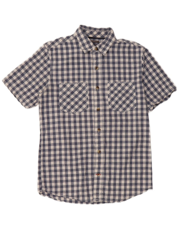 FAT FACE Camisa de manga corta de corte clásico para hombre XS Algodón a cuadros azul marino