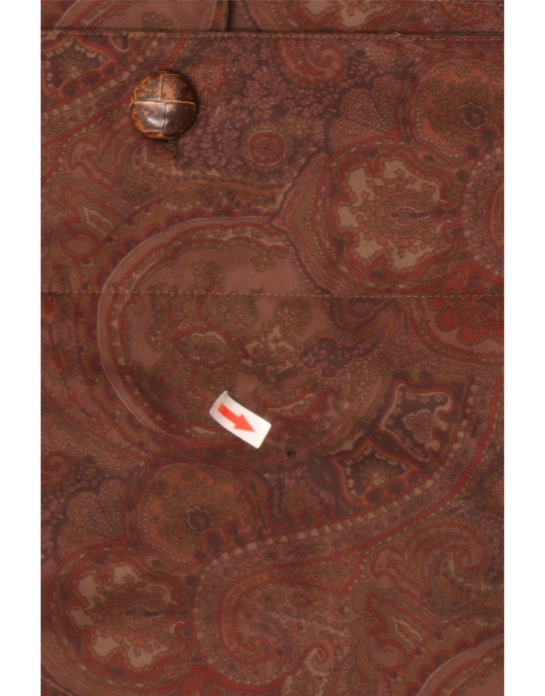 Vintage mujer con capucha overcoat abrigo EU 42 grande marrón Paisley lana