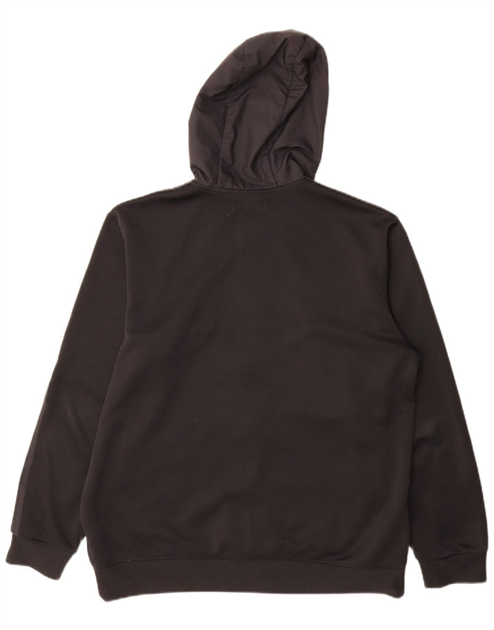 Adidas - Sudadera con capucha y cremallera para hombre, tamaño grande, poliéster negro