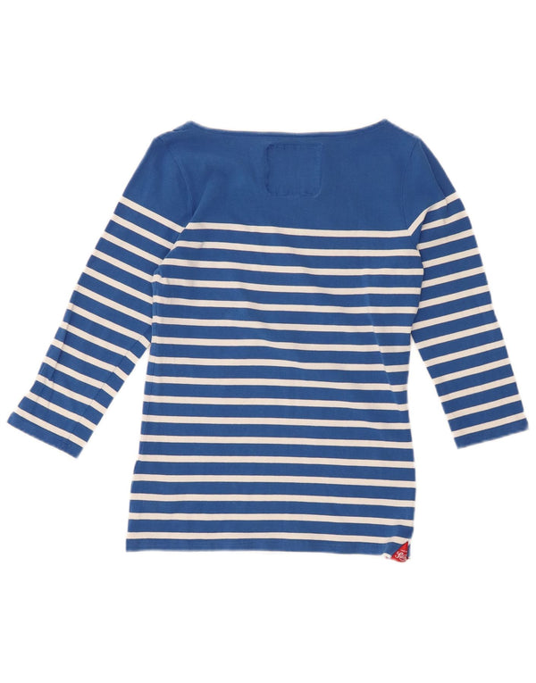 SUPERDRY Top de ajuste perfecto para mujer, manga 3/4, UK 42, rayas azules medianas