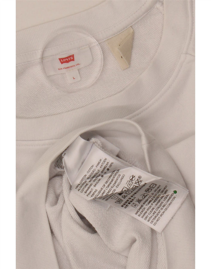 LEVI'S Sudadera con gráfico extragrande para mujer UK 46 Algodón blanco grande