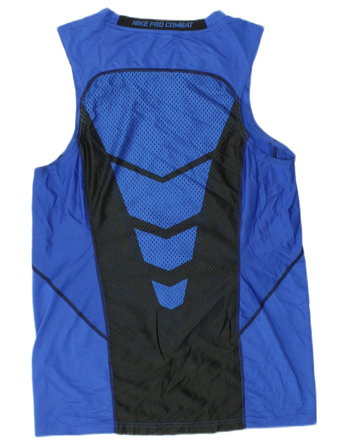 Nike - Camiseta gráfica para hombre, parte superior azul medio, poliéster con bloques de color