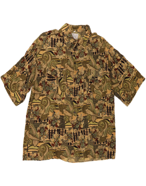 Camisa vintage de manga corta para hombre 2XL Caqui Paisley