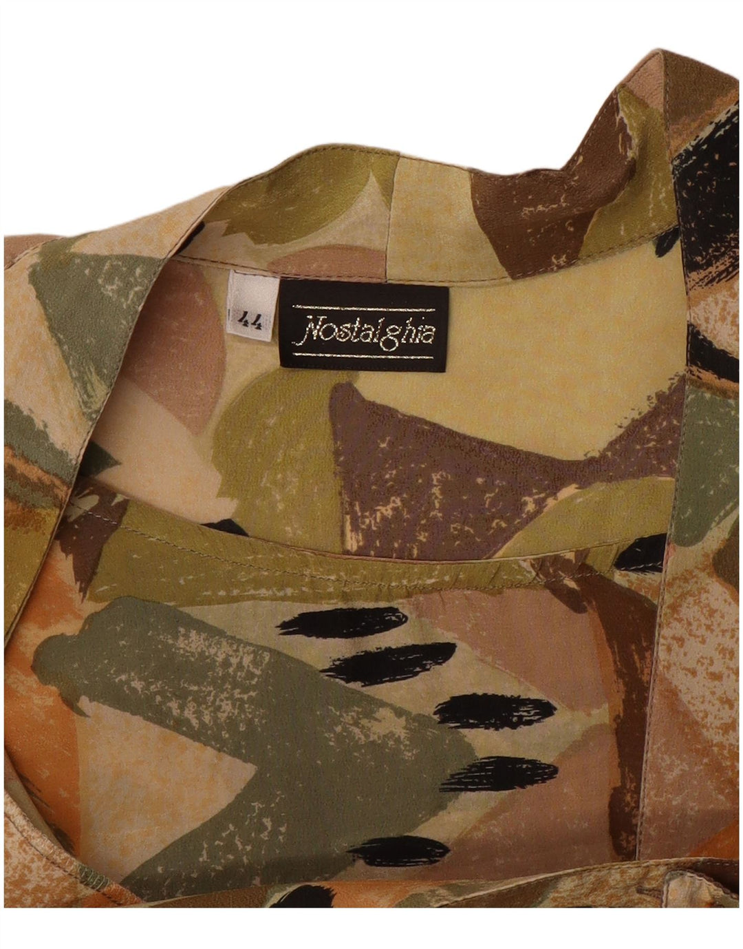 VINTAGE Mujer Crop Shirt Blusa IT 44 Medio Multicolor Geométrico