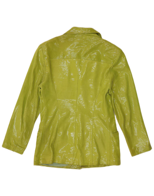 Vintage mujer 3 botones Blazer chaqueta IT 40 pequeño verde animal print