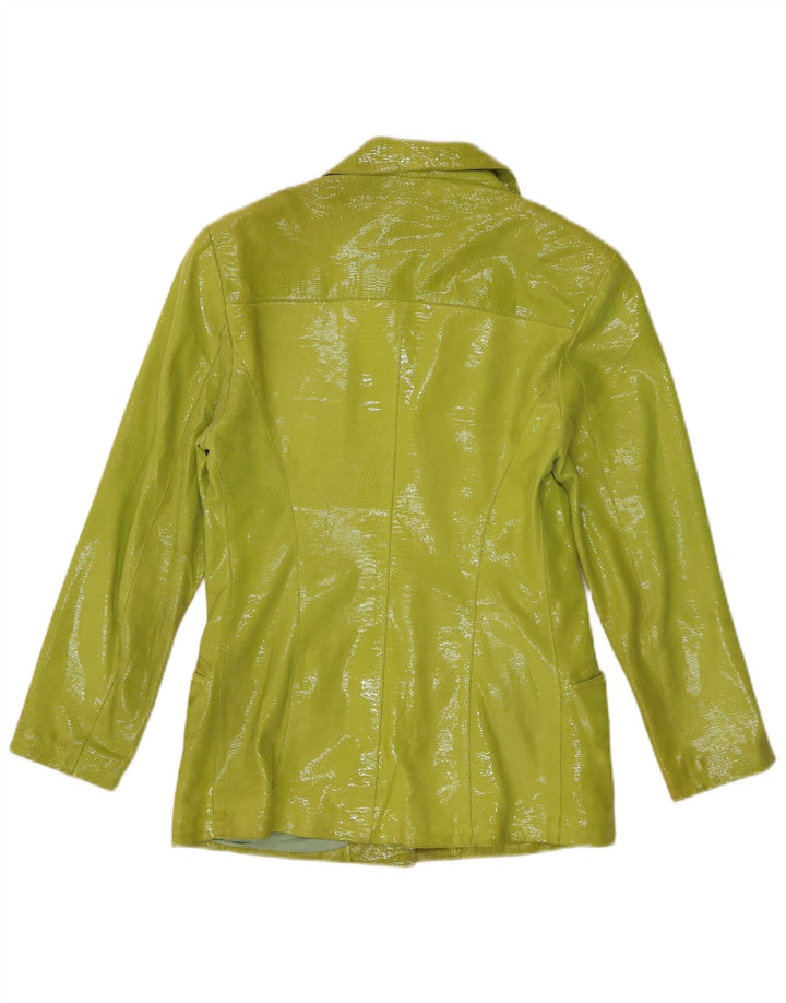 Vintage mujer 3 botones Blazer chaqueta IT 40 pequeño verde animal print