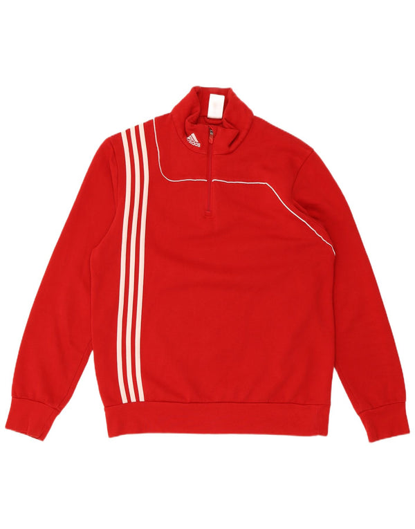 ADIDAS Hombre Zip Neck Sudadera Jumper Medium Rojo
